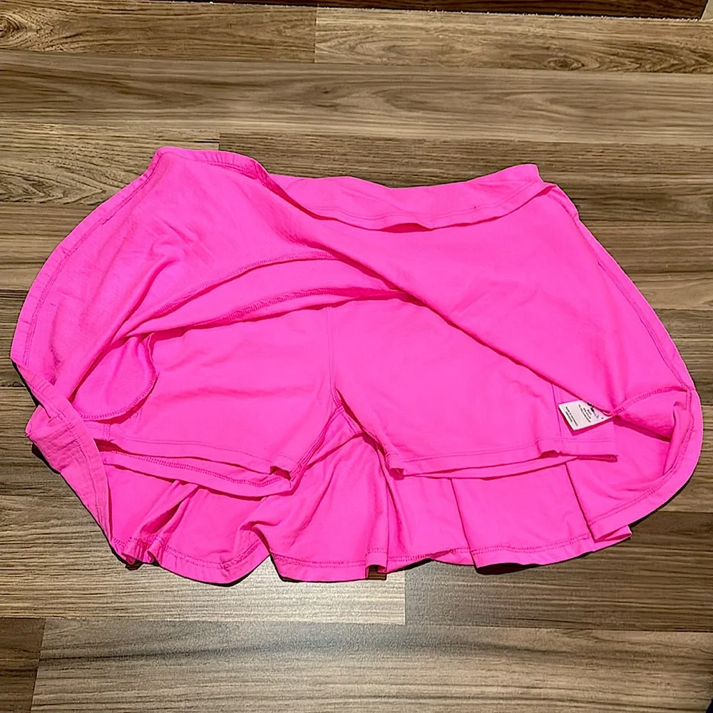 IBKUL Tennis Hot Pink UPF 50+ Mini Zip Pocket Pull On Flounce Skort Skirt L - Picture 10 of 13